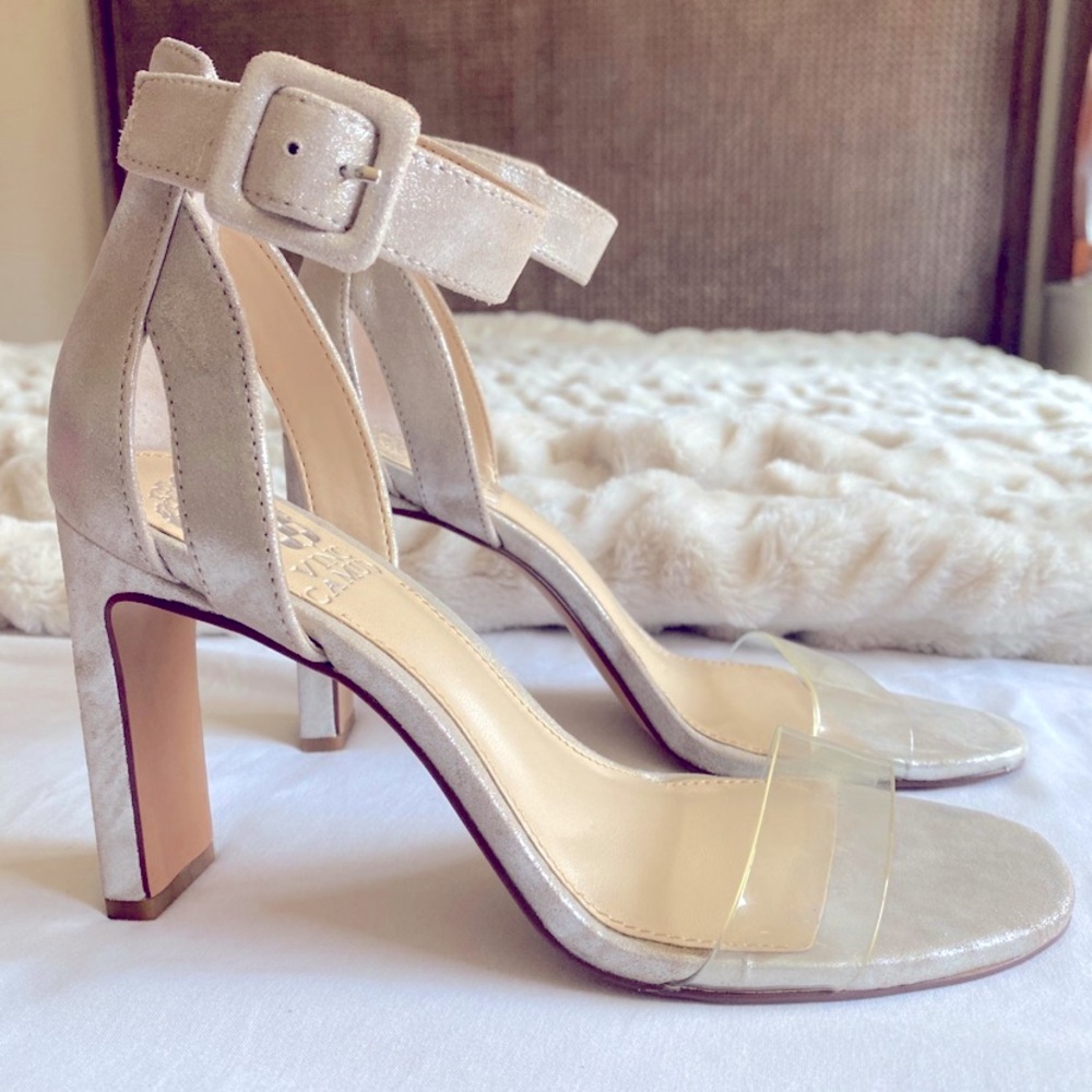 Vince Camuto Bevvyn Sandy Silver/Clear Heel- Size US 6